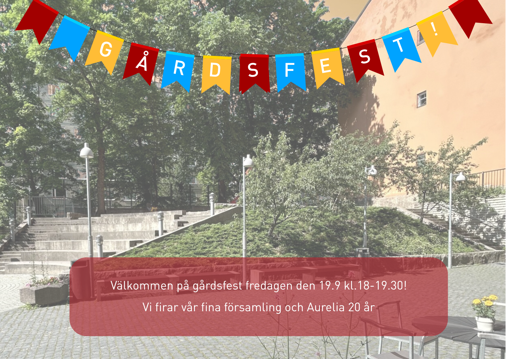 Gårdsfest dekorativbild med text
