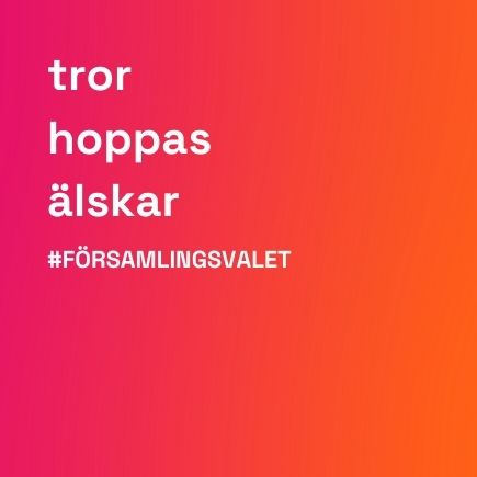 texten tror, hoppas, älskar mot en pink bakgrund
